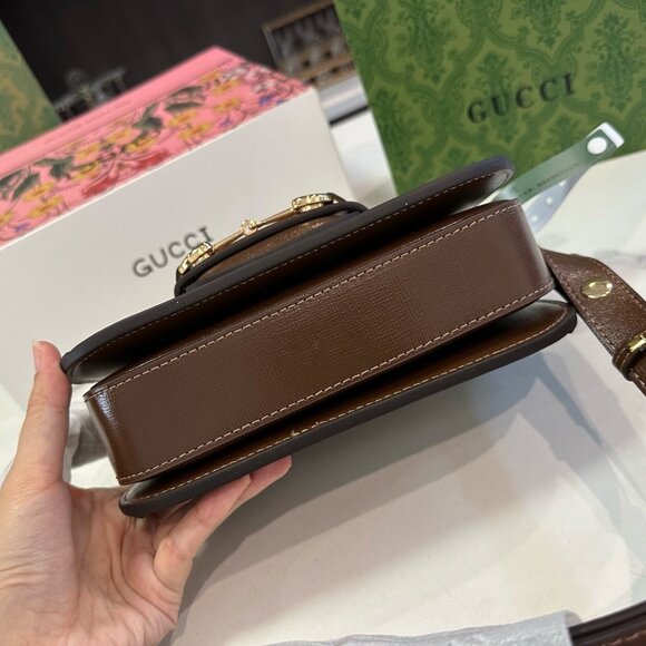 🍹Gucci Horsebit 1955 Brown Shoulder Bag - Picture 7 of 9